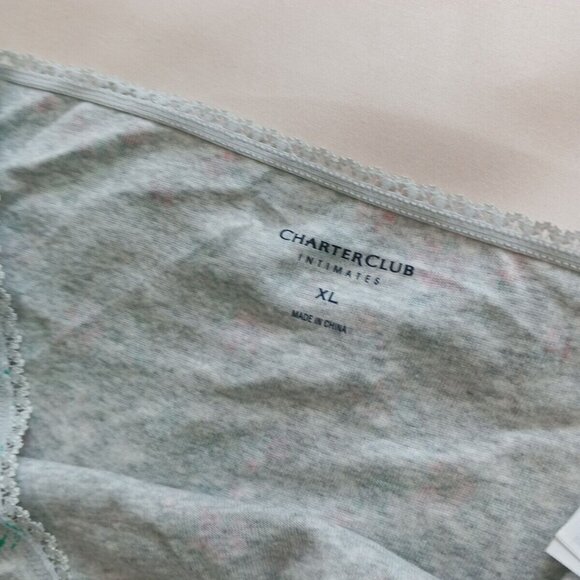 NWT CHARTER CLUB Panty SIZE XLARGE Gray Floral 100% Cotton - Picture 5 of 9